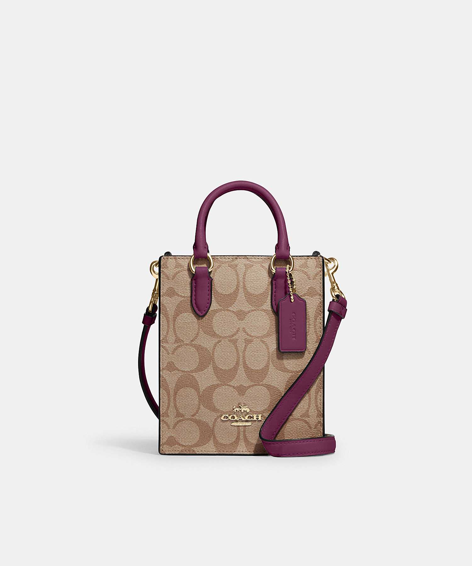 COACH NORTH SOUTH MINI TOTE IN SIGNATURE CANVAS CJ494 IMRSF
