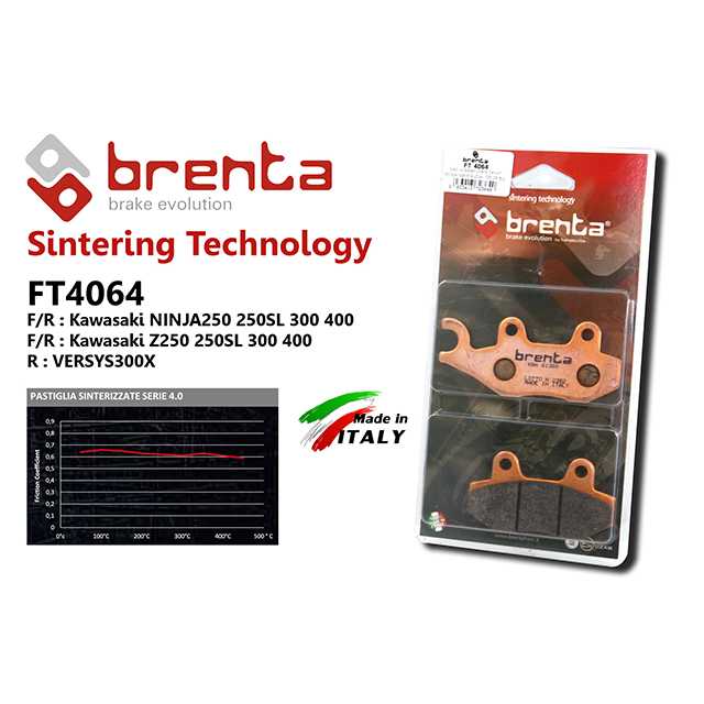 brenta BR4064(Sintered, Front/Rear)-Kawasaki Ninja 250 250SL 300 400 VERSYS300