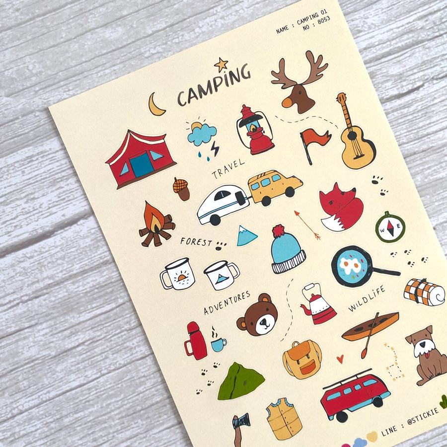 สติ๊กเกอร์ติดเล่น กันน้ำ ลาย CAMPING 01 ( Sticker dicut 1 sheet )