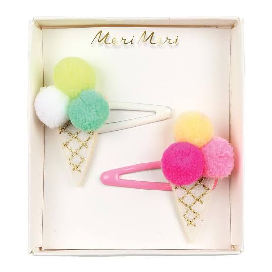 Meri Meri | Pompom Ice Cream Hair Clips (x 2)
