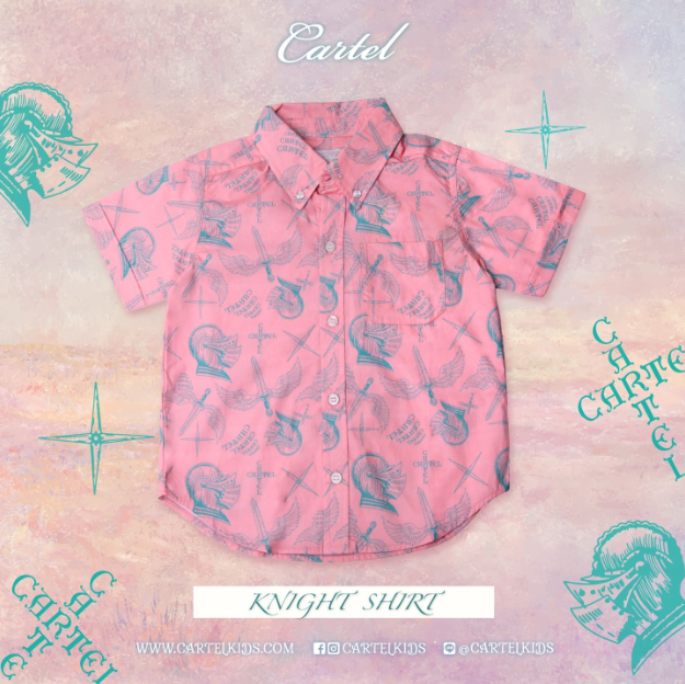 (CL) Knight Shirt 💗 เสื้อเชิ้ตเด็กสีชมพูลายอัศวิน Cartelkids