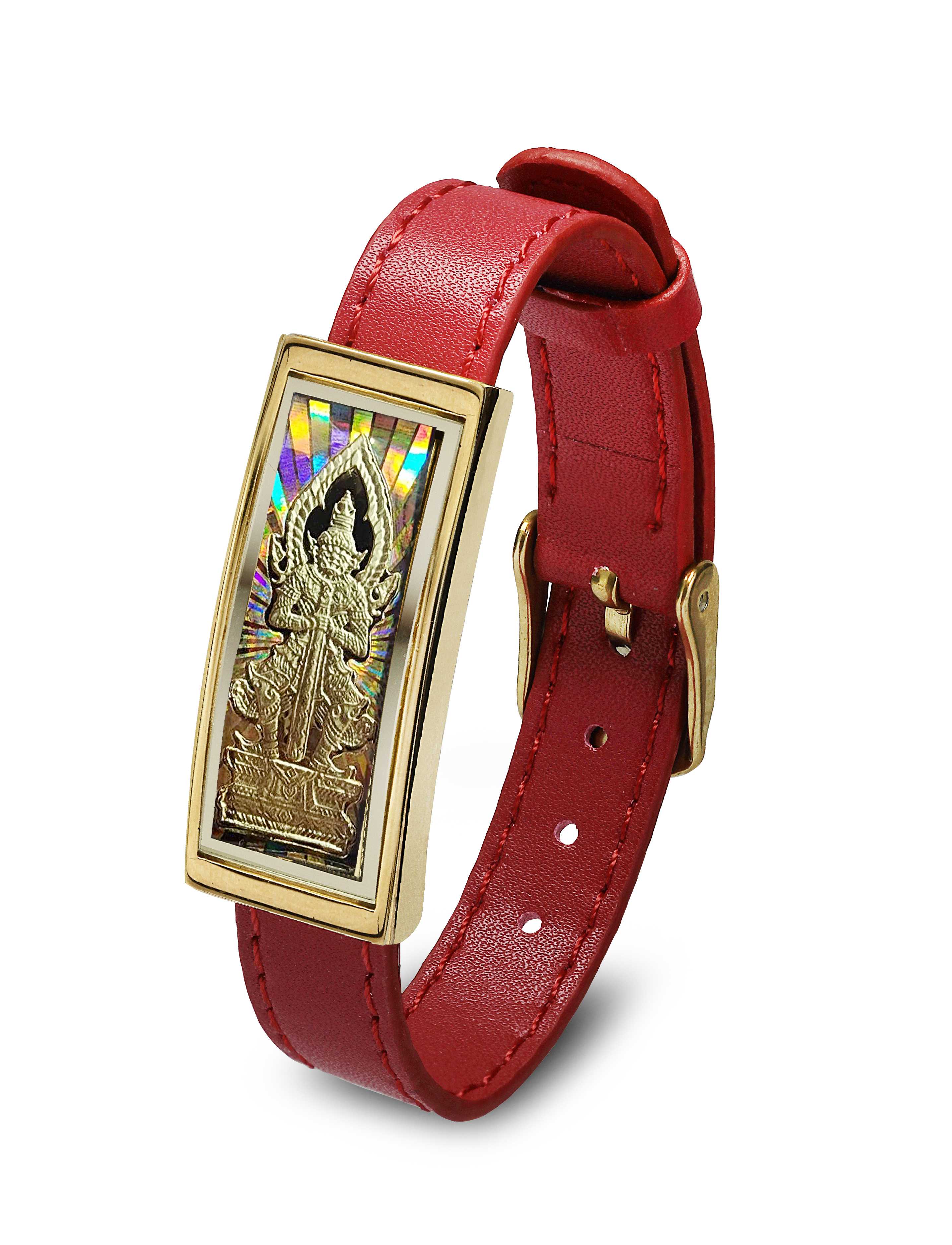 Tao Wed Suwan Red Leather Bracelet