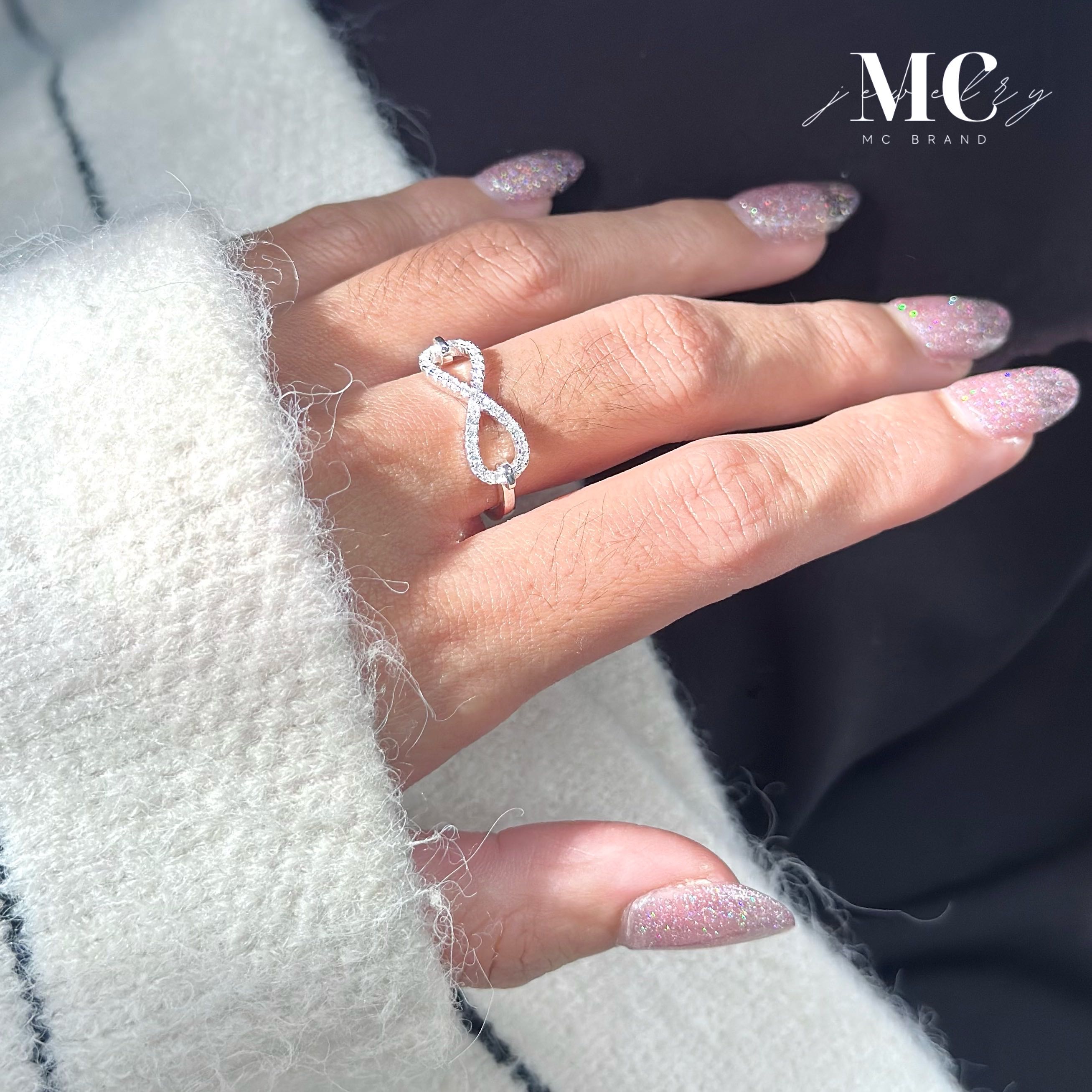 แหวนเงินเเท้รุ่น Infinity Diamond 💎 💖I✅ไม่ลอก ไม่แพ้ ✨แถมฟรีกล่องจิวแบรนด์และผ้าเช็ด✨