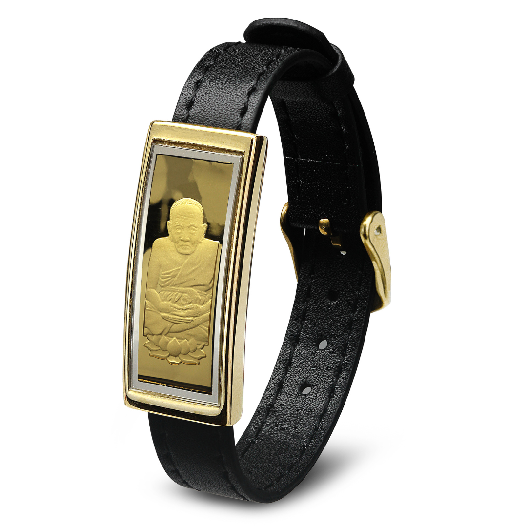Monk  Black Leather Bracelet
