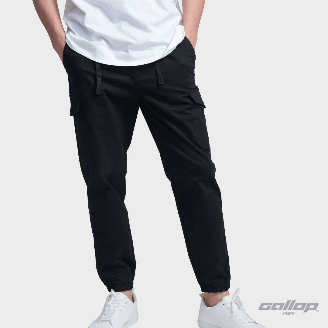 GALLOP : Men's Wear Jogger Cargo Pants กางเกงจ็อกเกอร์คาร์โก้ รุ่น GL9011  สี ดำ