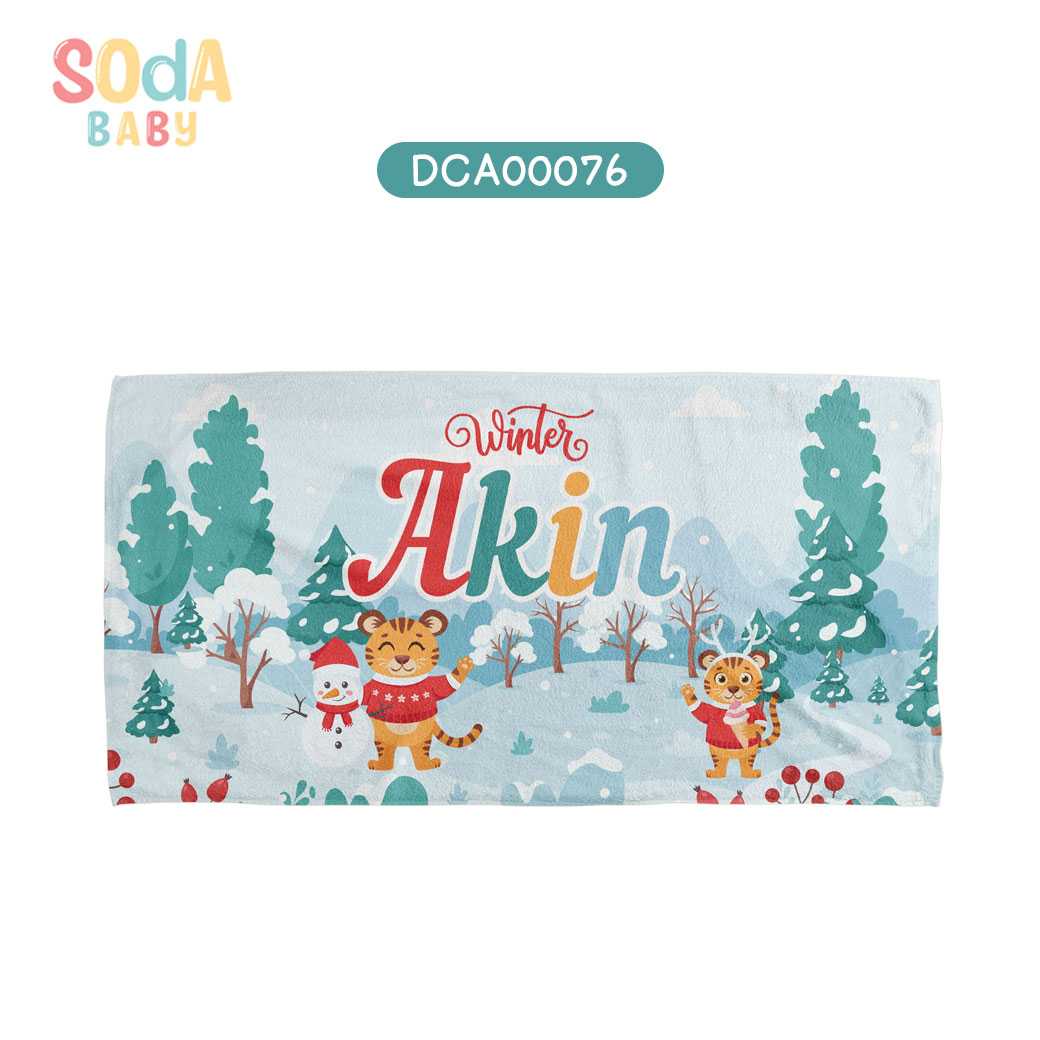 ผ้าเช็ดตัวเด็ก ใส่ชื่อได้ ลาย  Winter รหัส DCA00076 ⛄️❄️#Winter #SOdAbaby