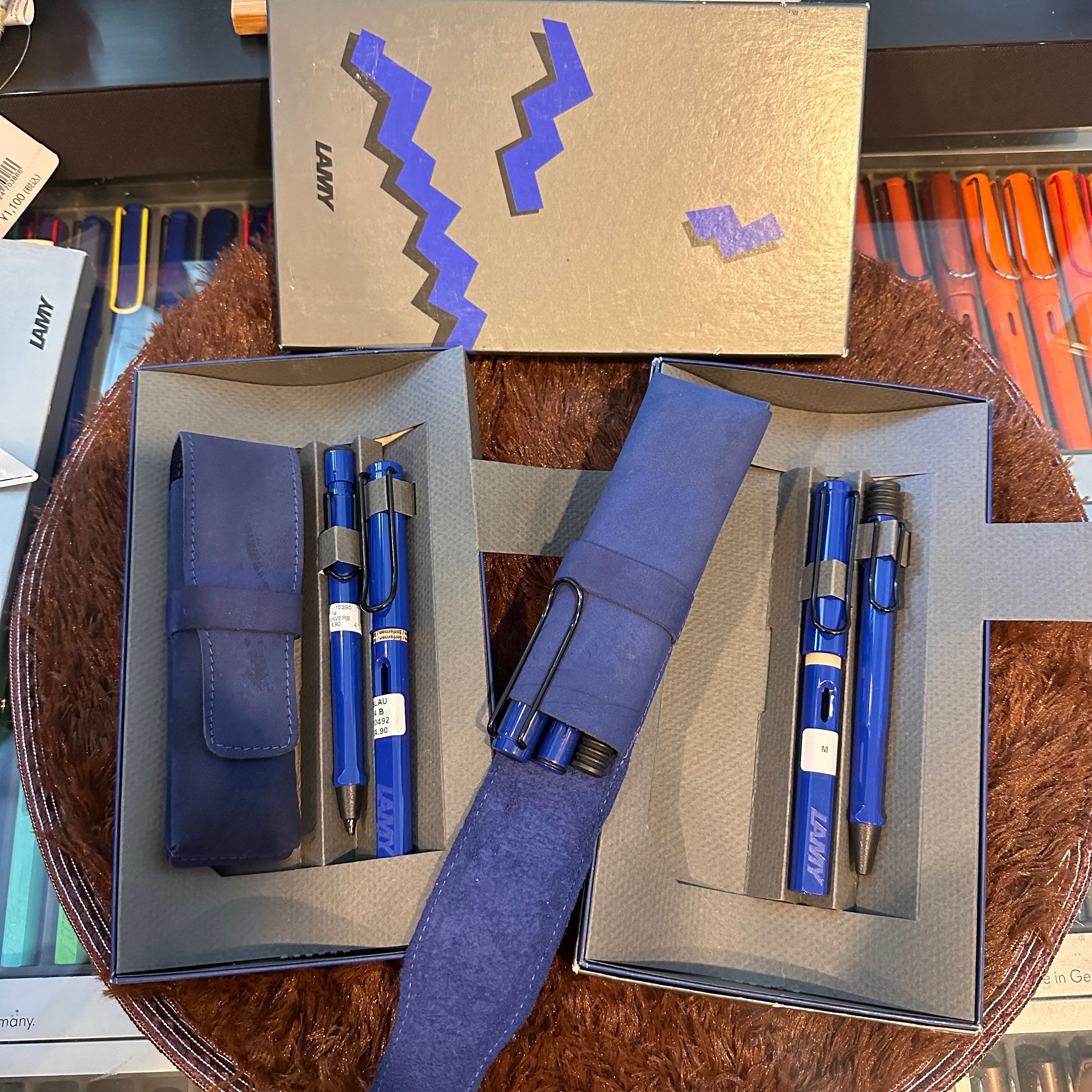 LAMY Safari Blue Black set Pouch (ซองหนังแท้ ) ปากกา + ดินสอหรือลูกลื่น