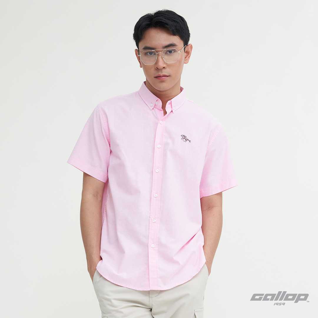 GALLOP : OXFORD CASUAL SHIRT เสื้อเชิ๊ตแขนสั้น รุ่น GW9031 สี Carnation Pink - ชมพู