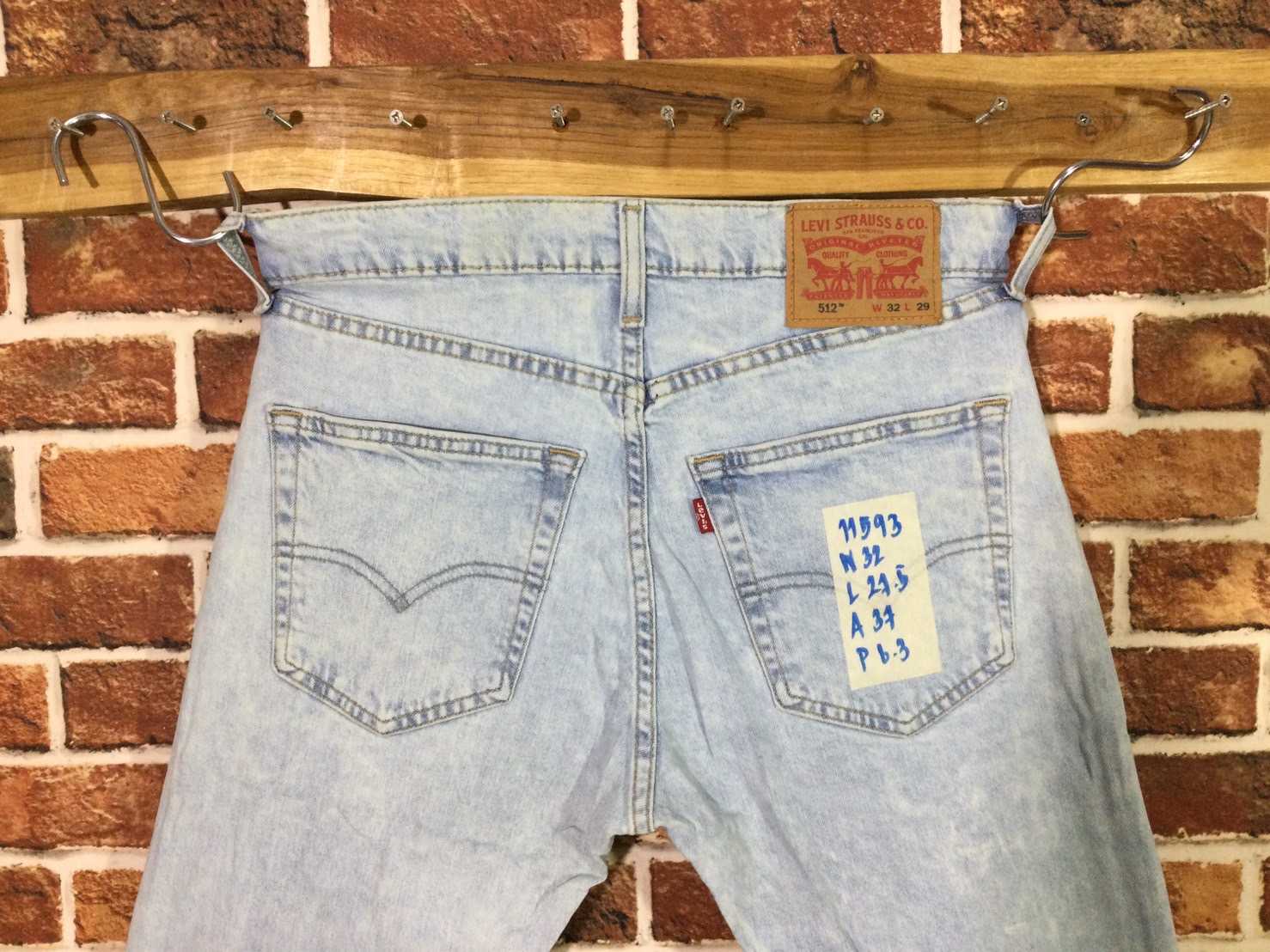 รหัส11593 Levi's512 (ผ้ายืด) (DS)  Made in Pakistan  เลขกระดุมลาง วัดจริง เอว32