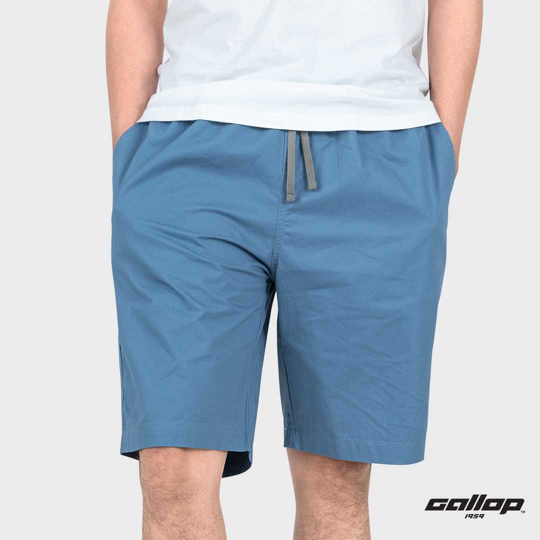 GALLOP : Twill Shorts กางเกงขาสั้นเอวยางยืดผู้ชาย รุ่น GS9027 สี ฟ้าคราม