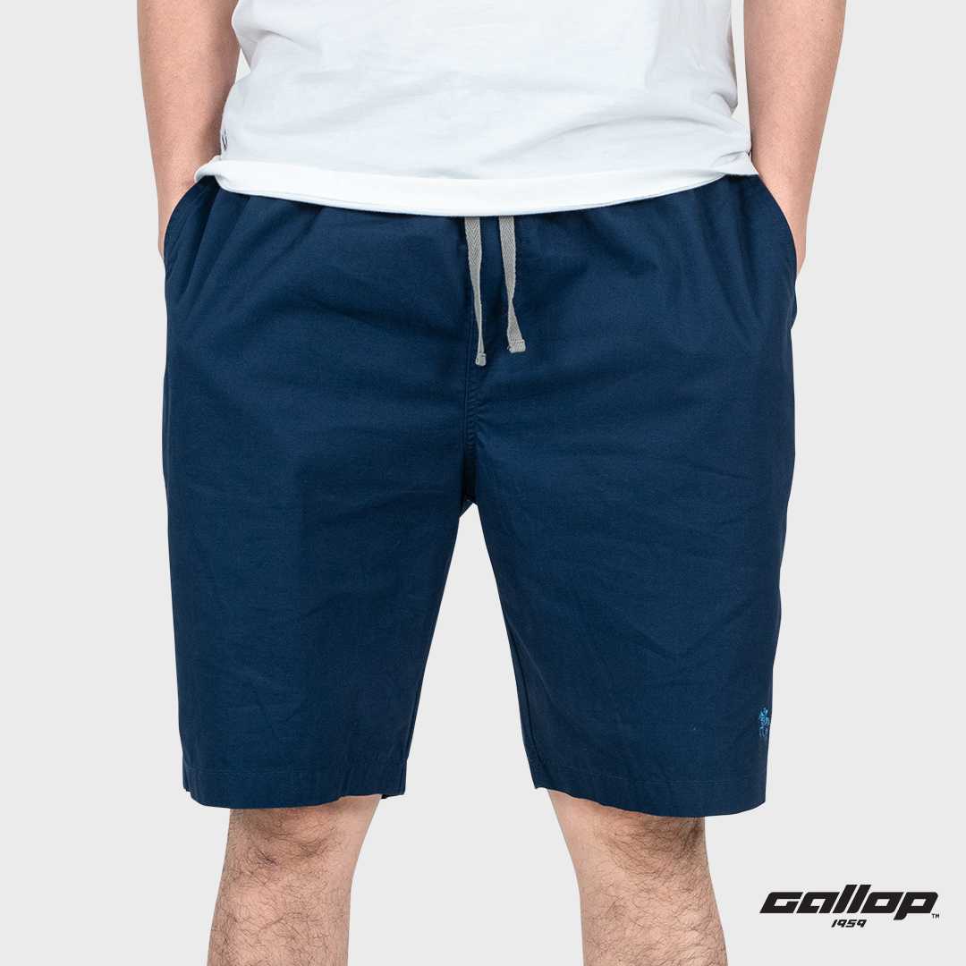 GALLOP : Twill Shorts กางเกงขาสั้นเอวยางยืดผู้ชาย รุ่น GS9027 สี กรม