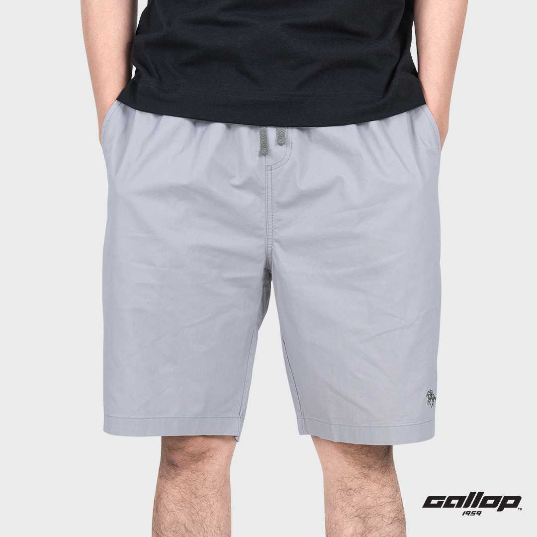 GALLOP : Twill Shorts กางเกงขาสั้นเอวยางยืดผู้ชาย รุ่น GS9027 สี เทา