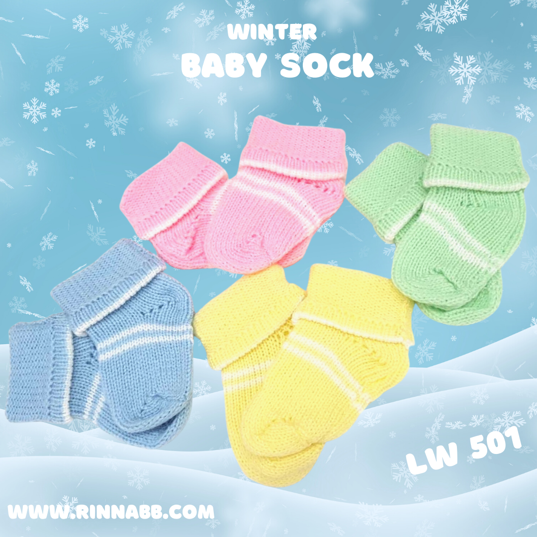 LW 501 ถุงเท้าพับข้อ ไหมพรม Knitted Sock