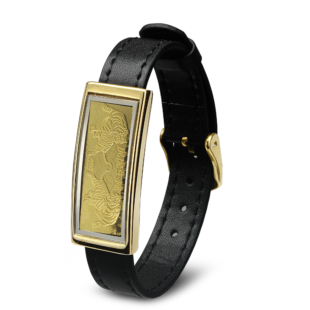 Tiger Black Leather Bracelet