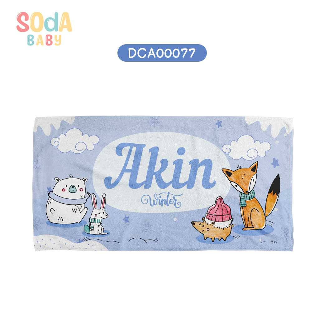ผ้าเช็ดตัวเด็ก ใส่ชื่อได้ ลาย  Winter รหัส DCA00077 ⛄️❄️#Winter #SOdAbaby