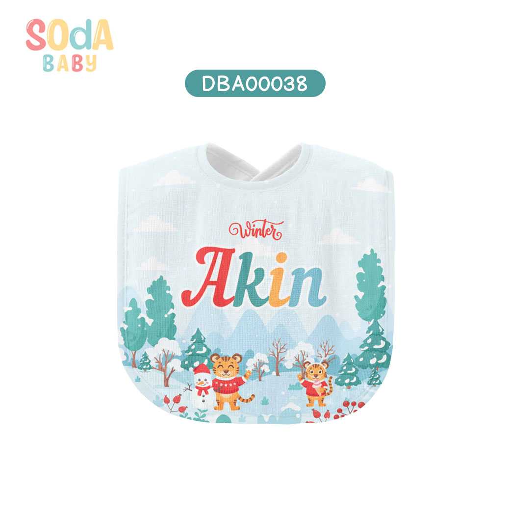ผ้าซับน้ำลาย Baby Bib Winter #ใส่ชื่อได้ รหัส DBA00038 ⛄️❄️#Winter #SOdAbaby