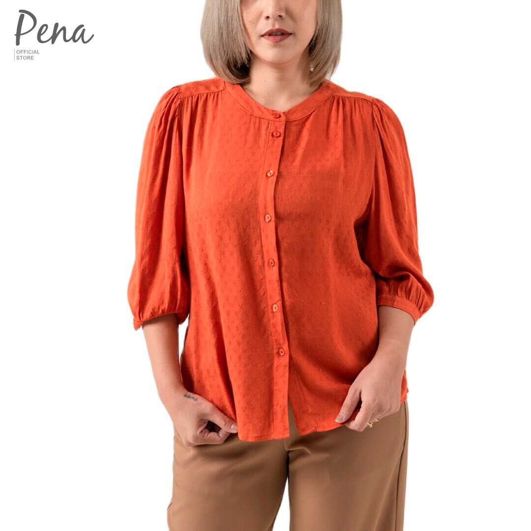 Pena house เสื้อเบลาส์แฟชั่นสีพื้น คอกลม แขนพอง POSL102304