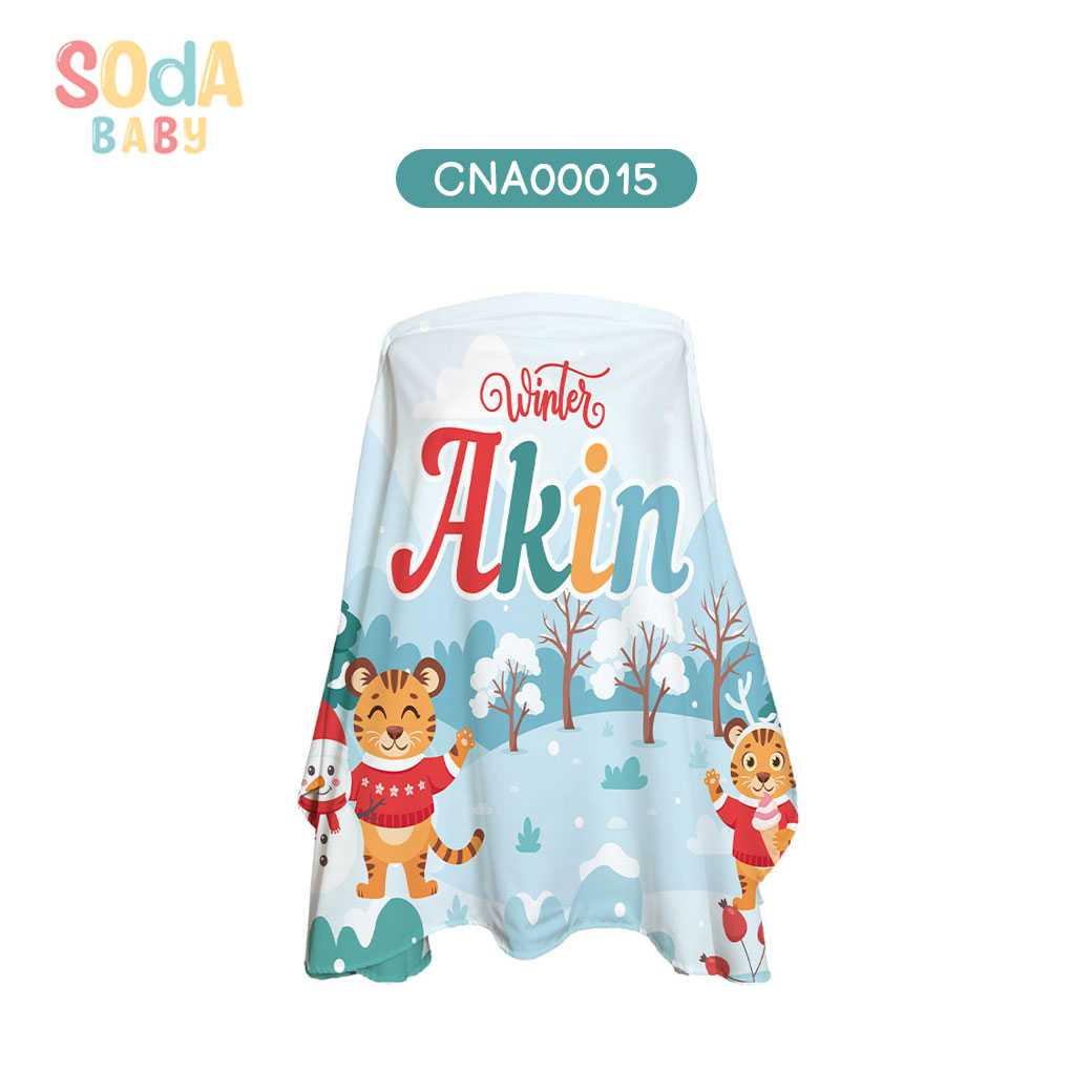 ผ้าคลุมให้นม ลาย Winter #ใส่ชื่อได้ รหัส CNA00015 ⛄️❄️#Winter #SOdAbaby