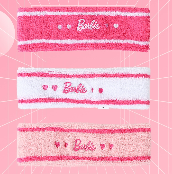 [พร้อมส่ง] Miniso x barbie ผ้าคาดหัว ผ้ารัดข้อมือ บาร์บี้