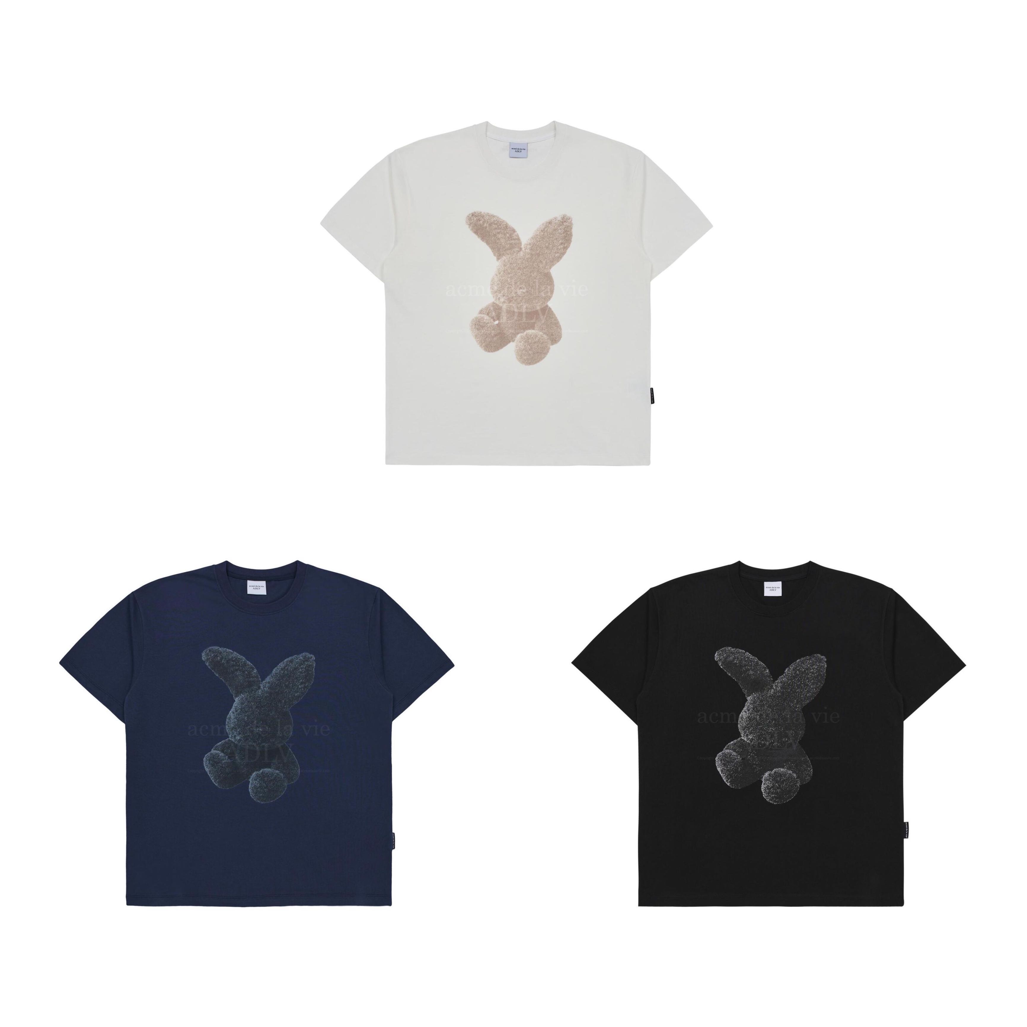 /พร้อมส่ง/ ADLV BLACK FUZZY RABBIT SHORT SLEEVE T-SHIRT
