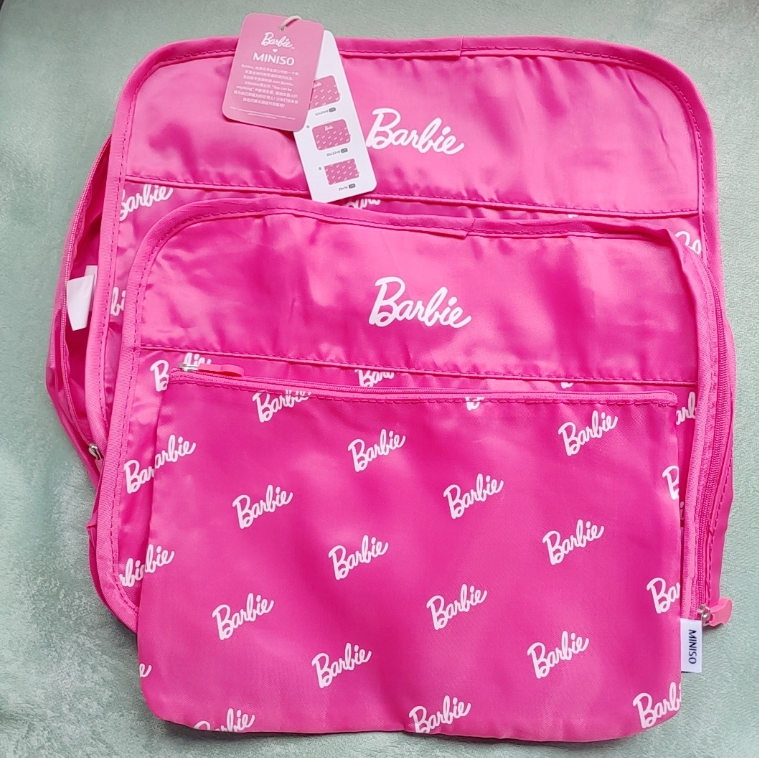 พร้อมส่ง miniso x barbie กระเป๋าจัดระเบียบ3ชิ้นบาร์บี้