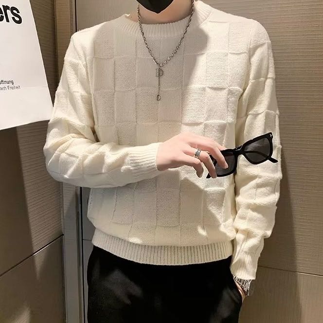 เสื้อแขนยาวไหมพรมถักดีไซน์สี่เหลี่ยม