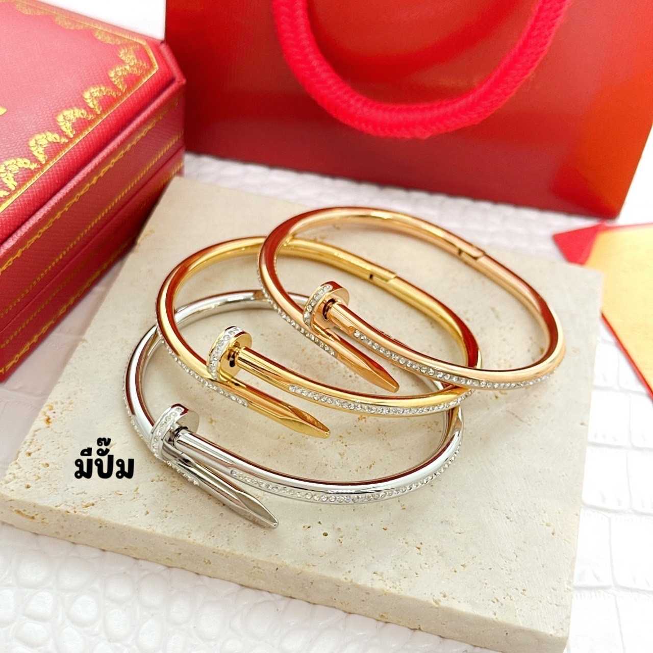 กำไลรุ่นเพชรรอบ Stainless Size M B521-B522-B523