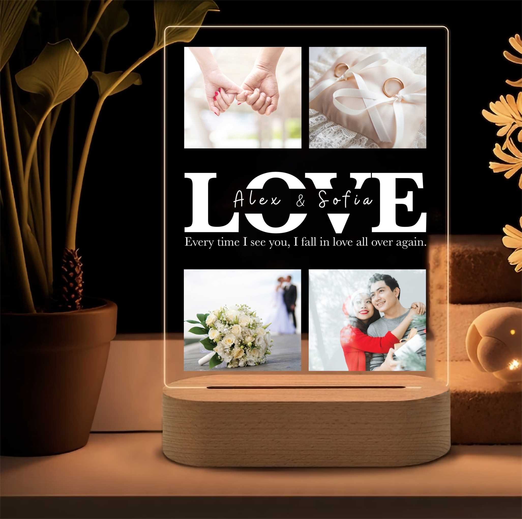 Happylife New collection  โคมไฟอะคริลิคสั่งทำ สกรีนUV ของขวัญวันเกิด ให้แฟน แต่งงาน วันครบรอบ