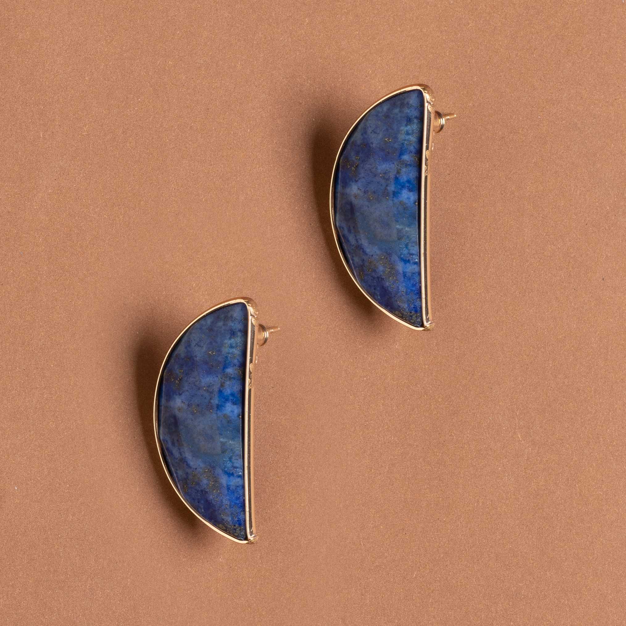 SEMI CIRCLE LAPIS EARRINGS
