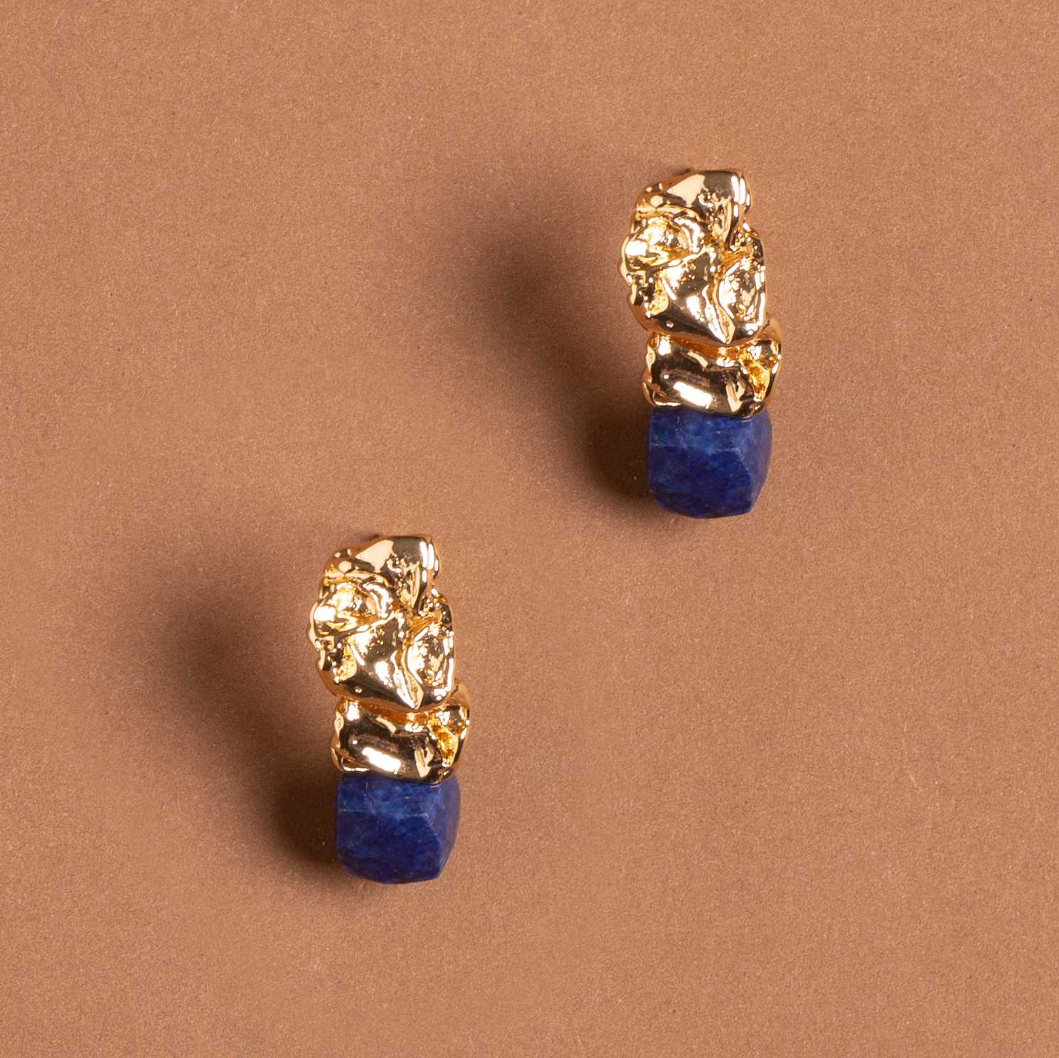 LAPIS GOLD DROP EARRINGS