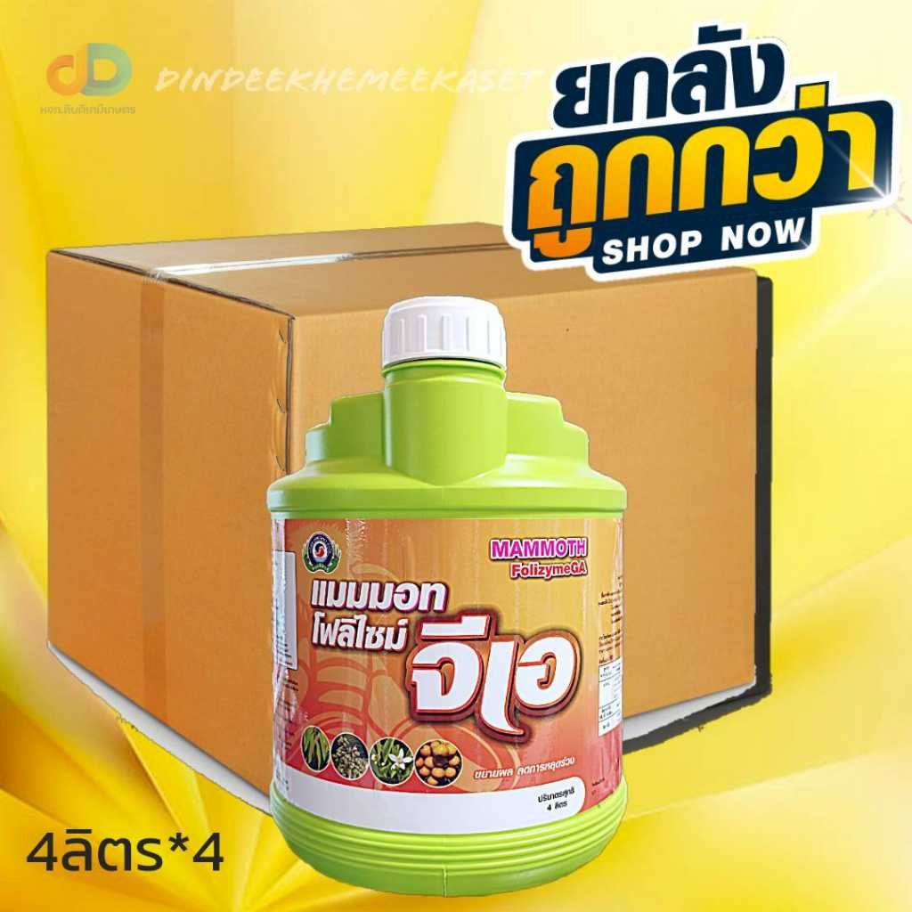 (ยกลัง4 แกลลอน)แมมมอทโฟลิไซม์จีเอ ปุ๋ยเคมีชนิดน้ำสูตร0-17-5ใช้ได้ทางรากและทางใบขนาด4ลิตร