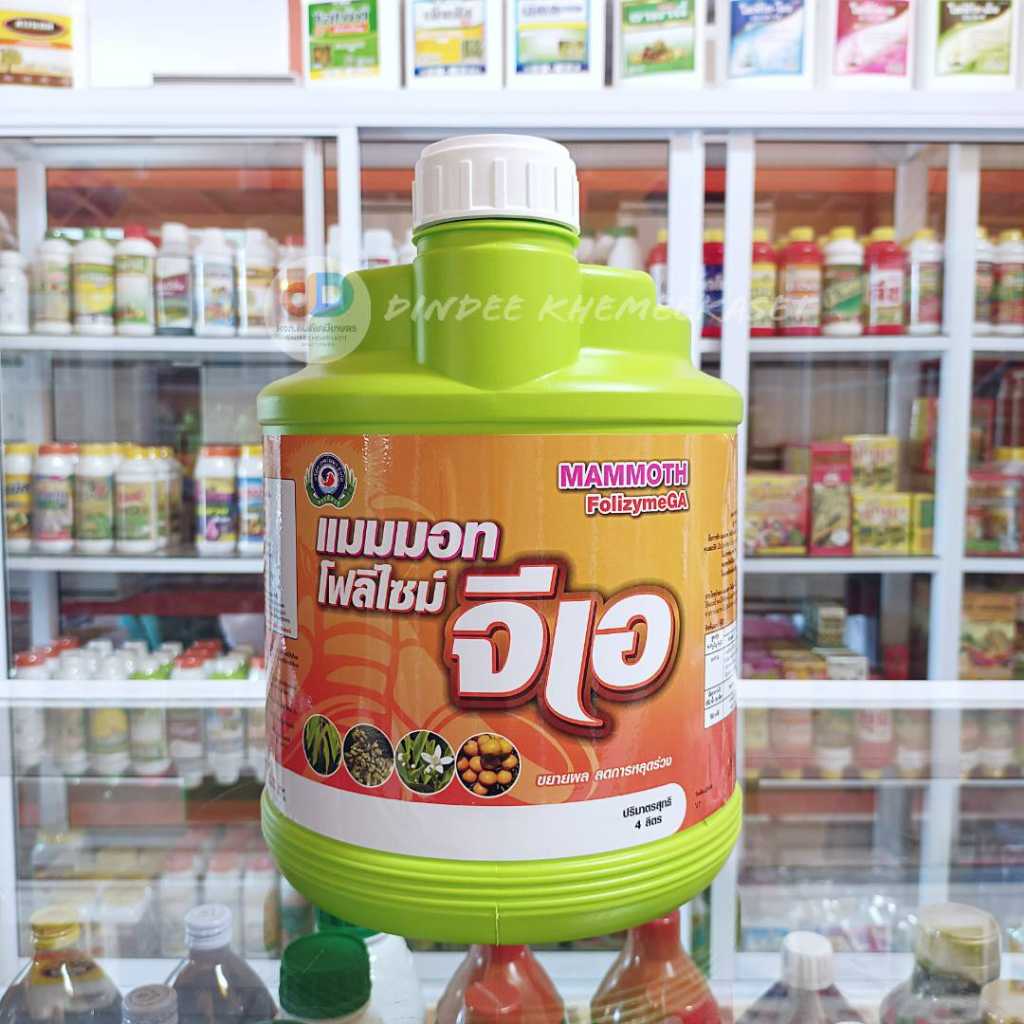 แมมมอท โฟลิไซม์ จีเอ เป็นปุ๋ยเคมีชนิดน้ำ สูตร 0-17-5  ขนาด 4 ลิตร