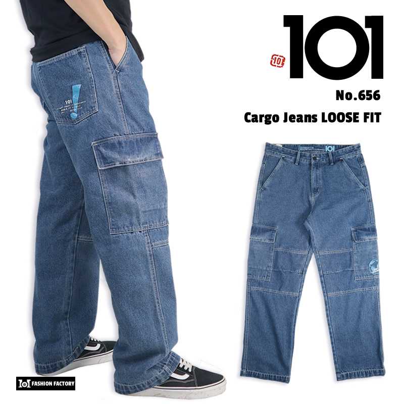 กางเกงยีนส์คาร์โก้ No.656 Loose Fit เป๋าข้างทรงหลวม ยีนส์เข้ม | US101