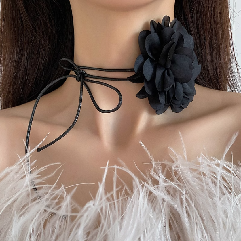 โชคเกอร์ดอกคามิเลีย สร้อยคอ โชคเกอร์ Choker โชคเกอร์ดอกไม้ สร้อยคอดอกไม้ 🌺 ส่งฟรี FREE 🌺