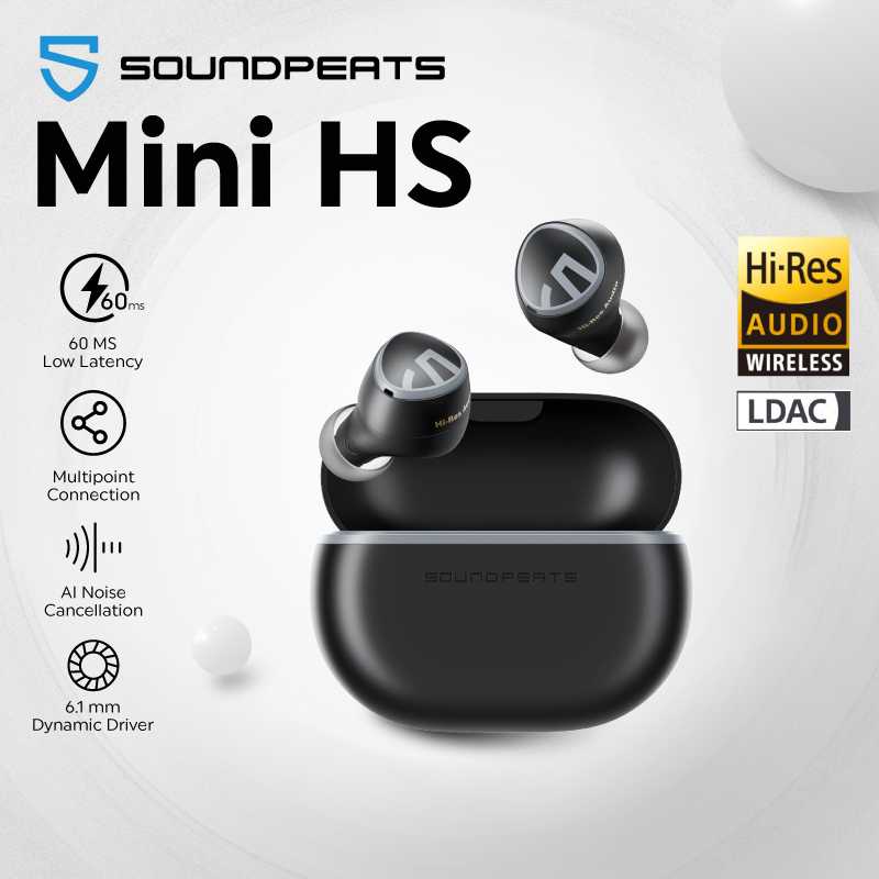 (รับประกันศูนย์ไทย 1 ปี) SoundPEATS Mini HS Black 5.3 Hi-Res LDAC AI