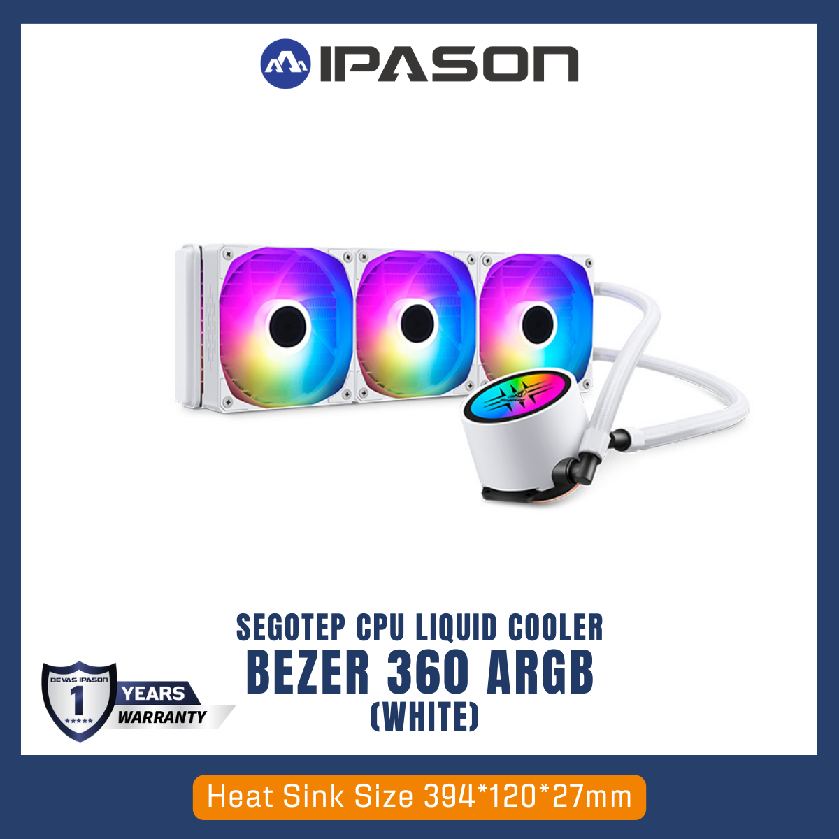 SEGOTEP CPU LIQUID COOLER (ระบบระบายความร้อนด้วยน้ำ) BEZER 360 ARGB (WHITE)