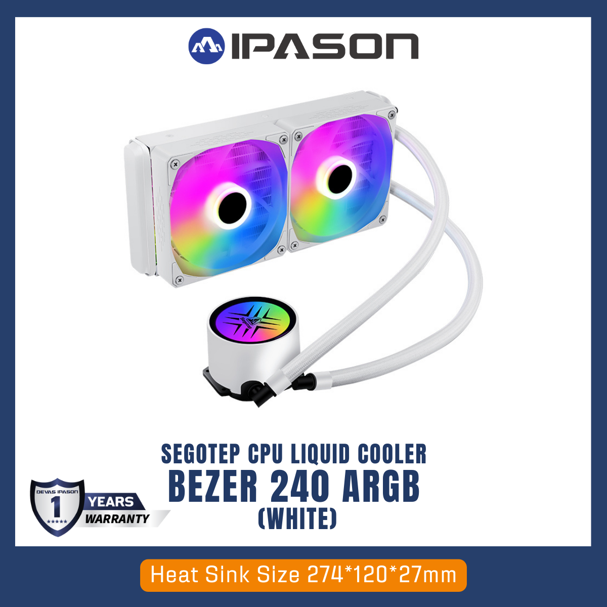 SEGOTEP CPU LIQUID COOLER (ระบบระบายความร้อนด้วยน้ำ) BEZER 240 ARGB (WHITE)