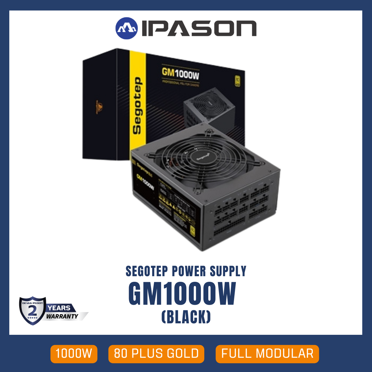 SEGOTEP POWER SUPPLY (อุปกรณ์จ่ายไฟ) GM1000W ATX 3.0 (BLACK) 80 PLUS GOLD FULL MODULARรับประกัน 2ปี