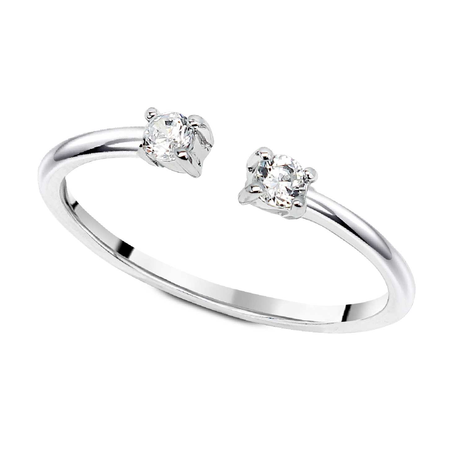 Silver Ring Open Round 2  CZ