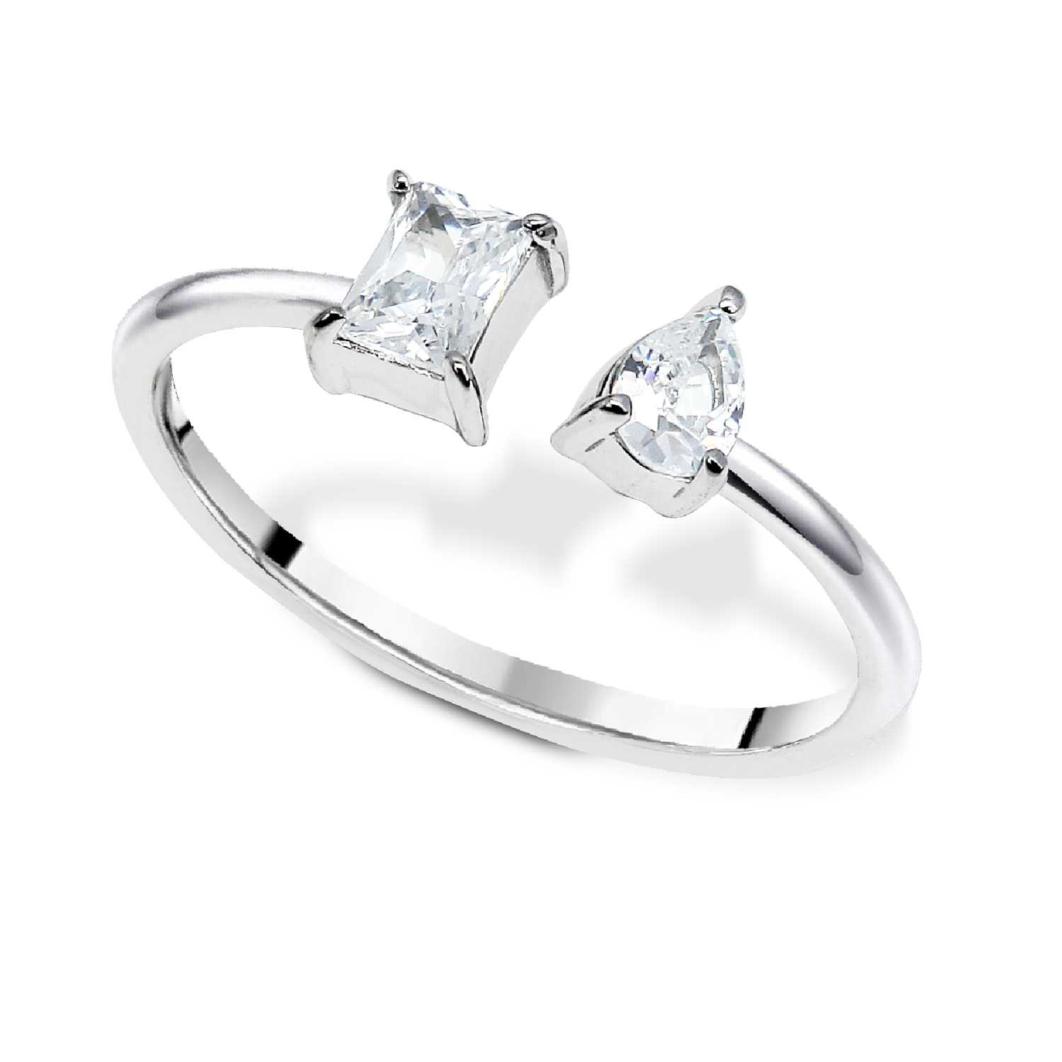 Silver Ring CZ Open Band