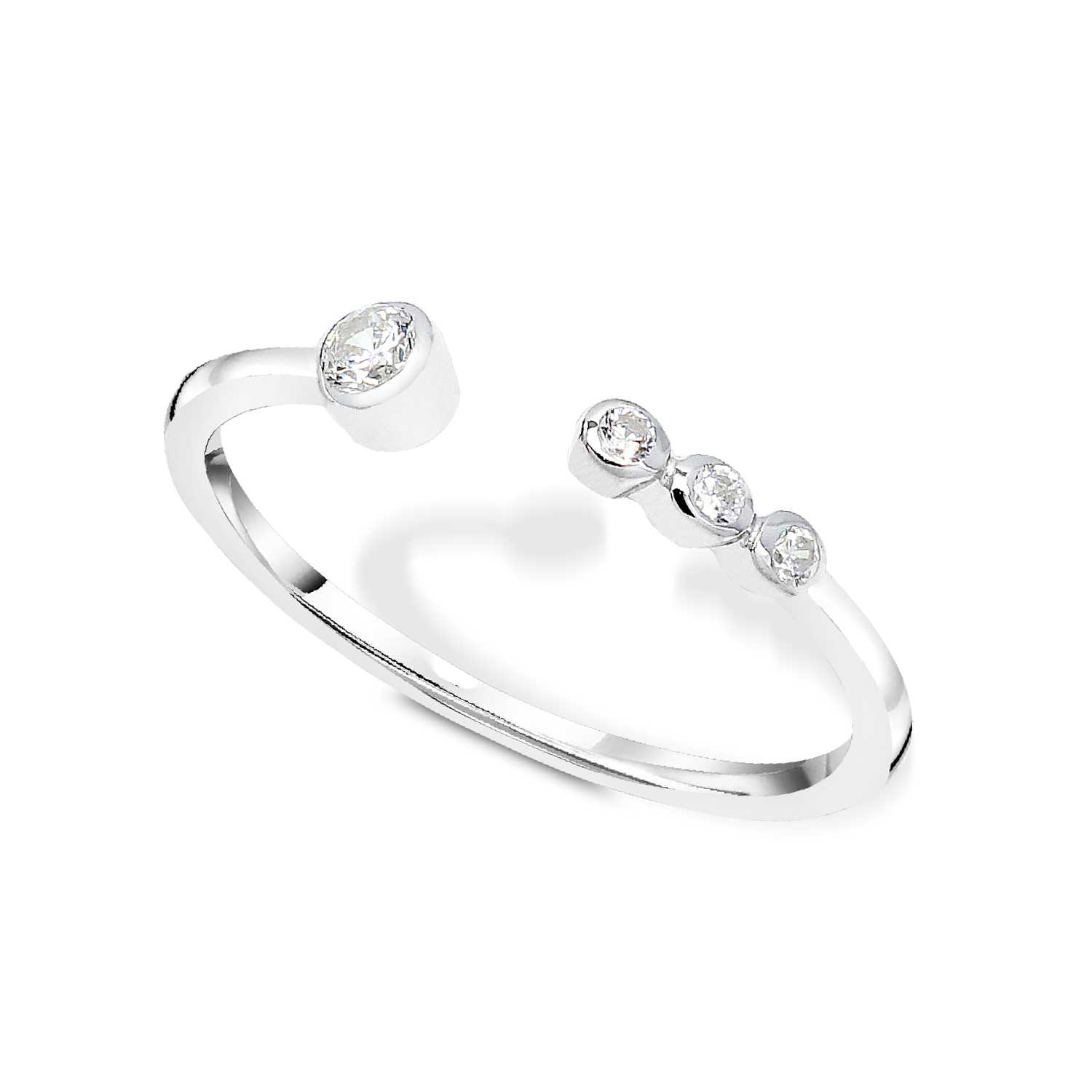 Silver Ring Open Round CZ