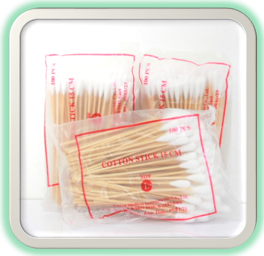 🚑Cotton Stick S,M,L🚑 ไม้พันสำลีก้าน ยาว 15 ซม. (6 นิ้ว) S,M,L [100 ก้าน/ห่อ]