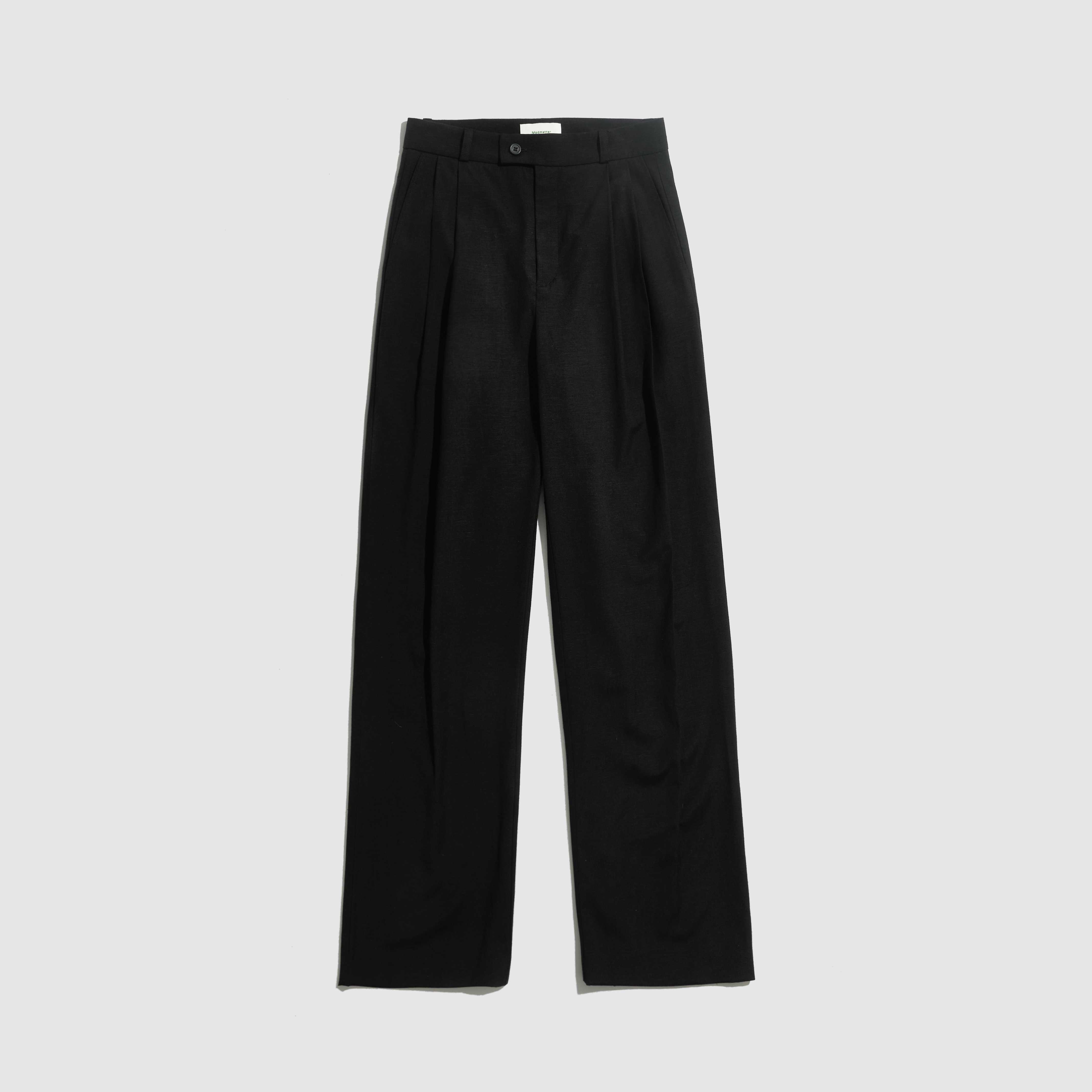 Basic Double Pleated Pants Black