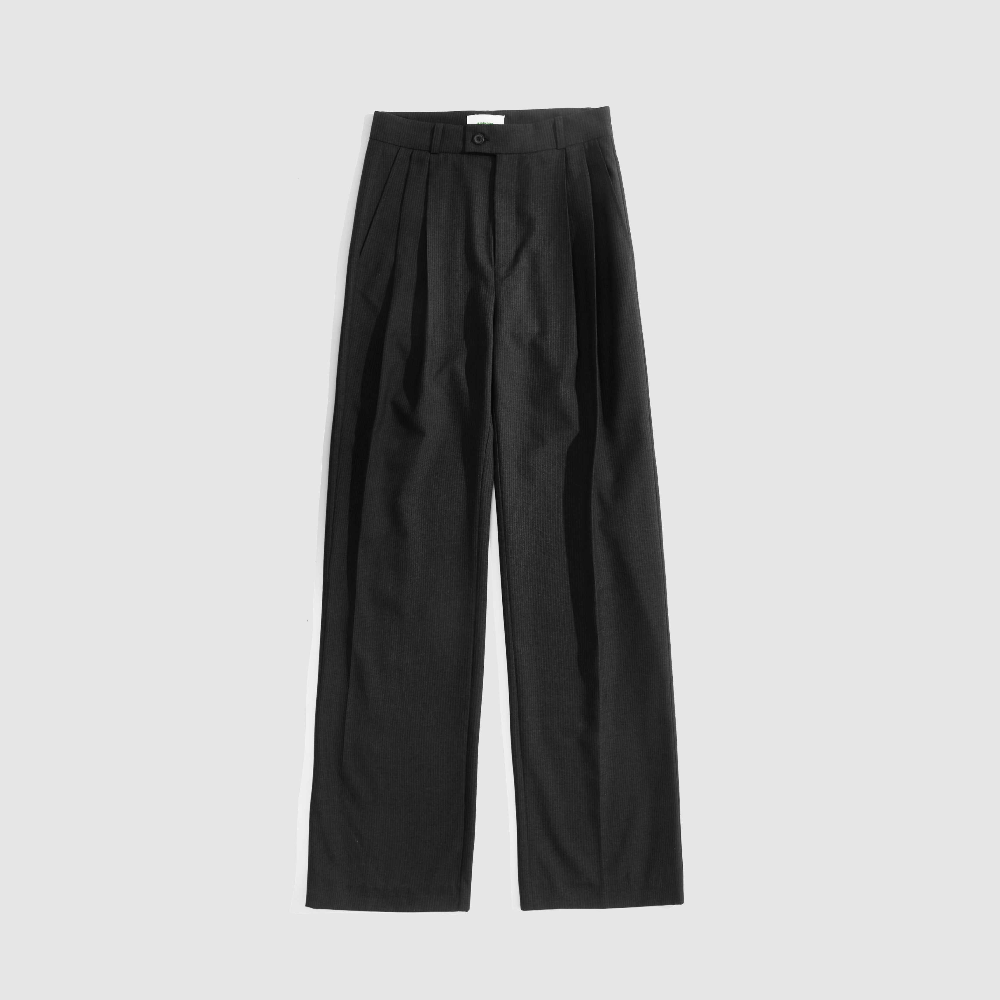 Basic Double Pleated Pants Gray