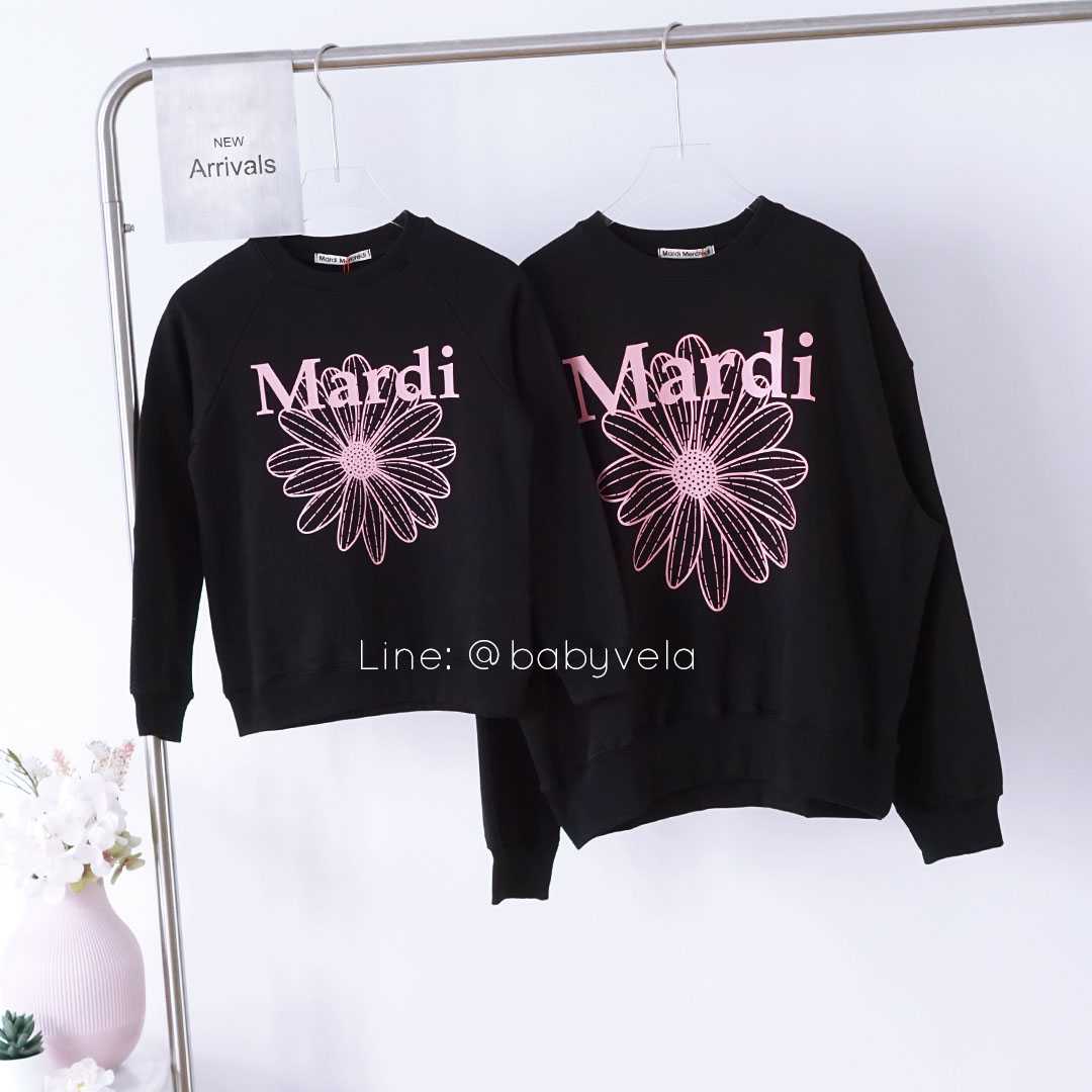 MARDI MERCREDI Sweatshirt Raglan Flowermardi ''Black Pink