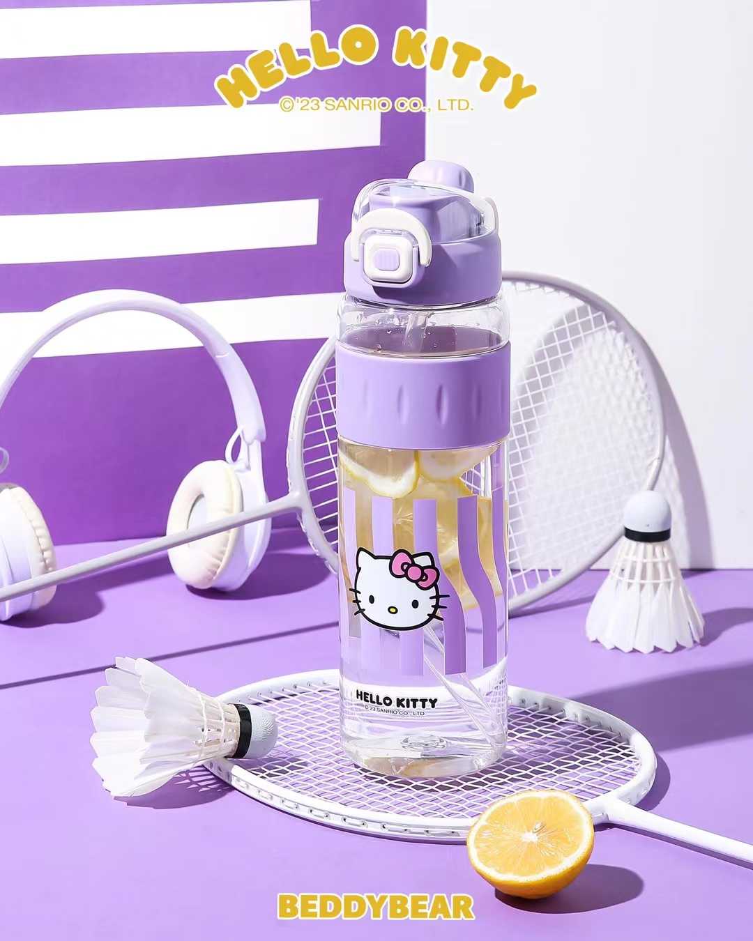BeddyBearXKitty กระติกน้ำใสไตรตัน 2in1 ฝายกดื่มและหลอดดูด รุ่น BBA013-011KT ขนาด 1.1 ลิตร 1,100  ml.