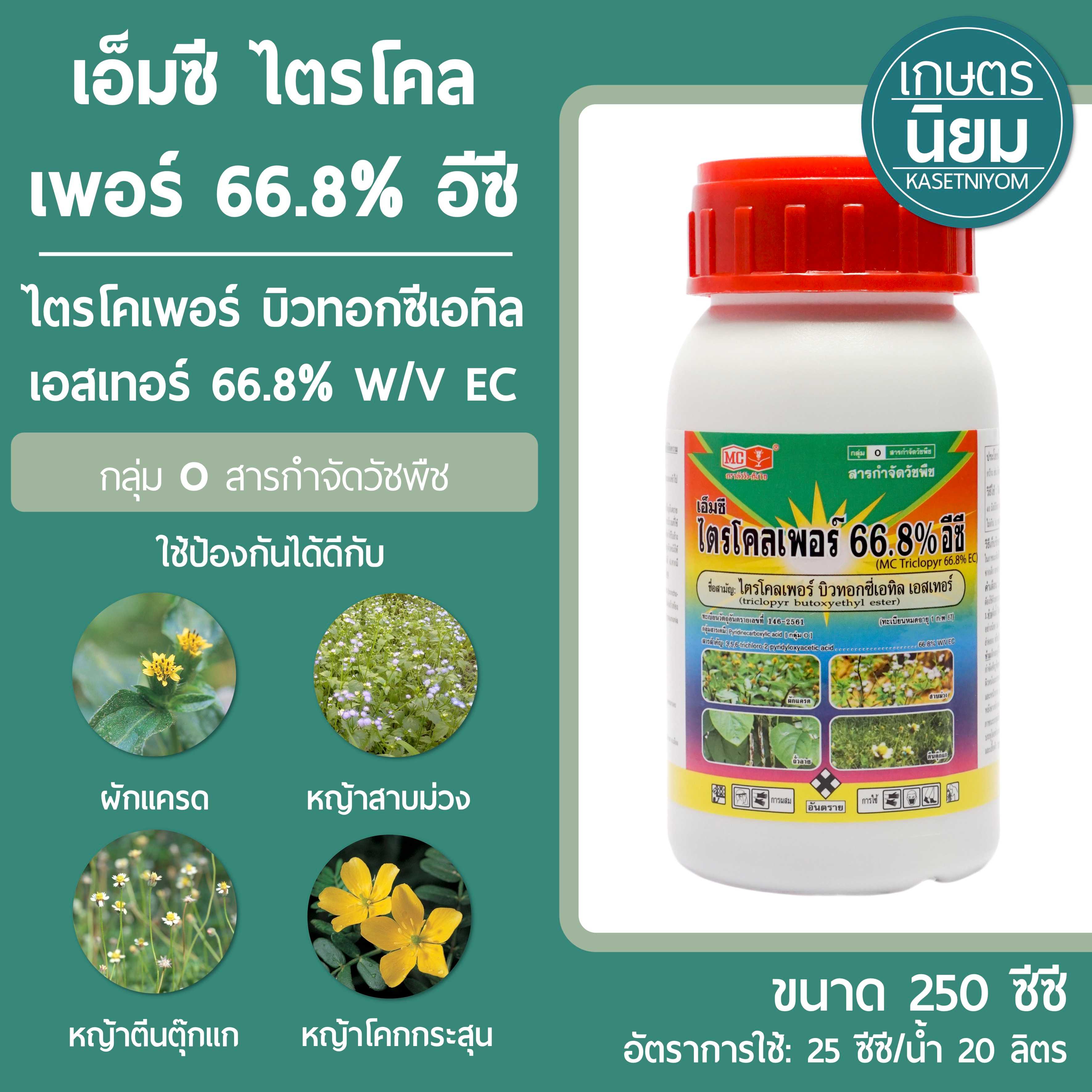 เอ็มซี ไตรโคลเพอร์ 66.8% อีซี (ไตรโคเพอร์ บิวทอกซีเอทิล เอสเทอร์ 66.8% W/V EC) 250 ซีซี