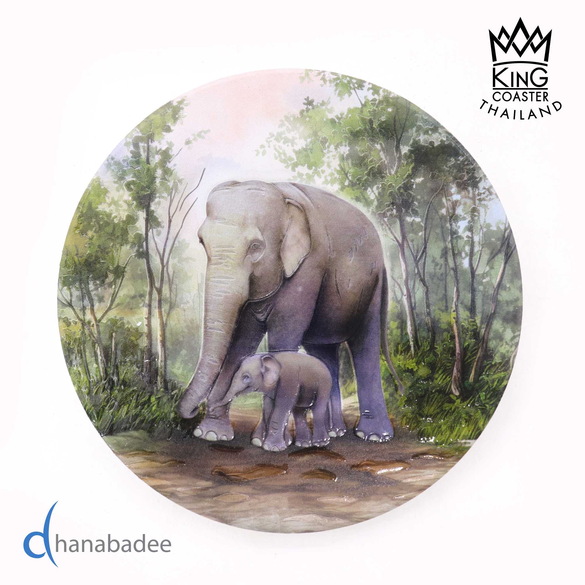 จานรองแก้ว D10071 ที่รองแก้ว แผ่นรองแก้ว ทรงกลม - THAI ELEPHANT 08