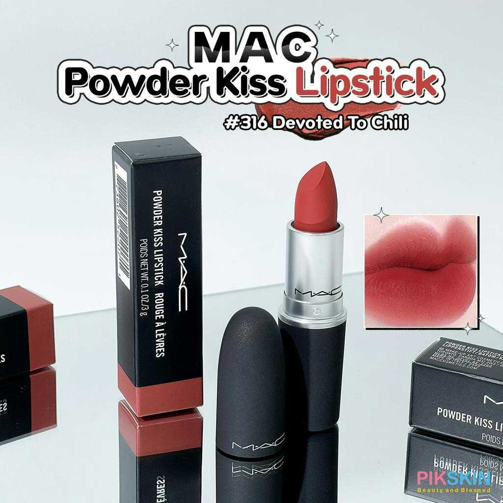 MAC Powder Kiss Lipstick 3g EXP 05/2024 เนื้อแมท สีนุ่มฟุ้ง ติดทน