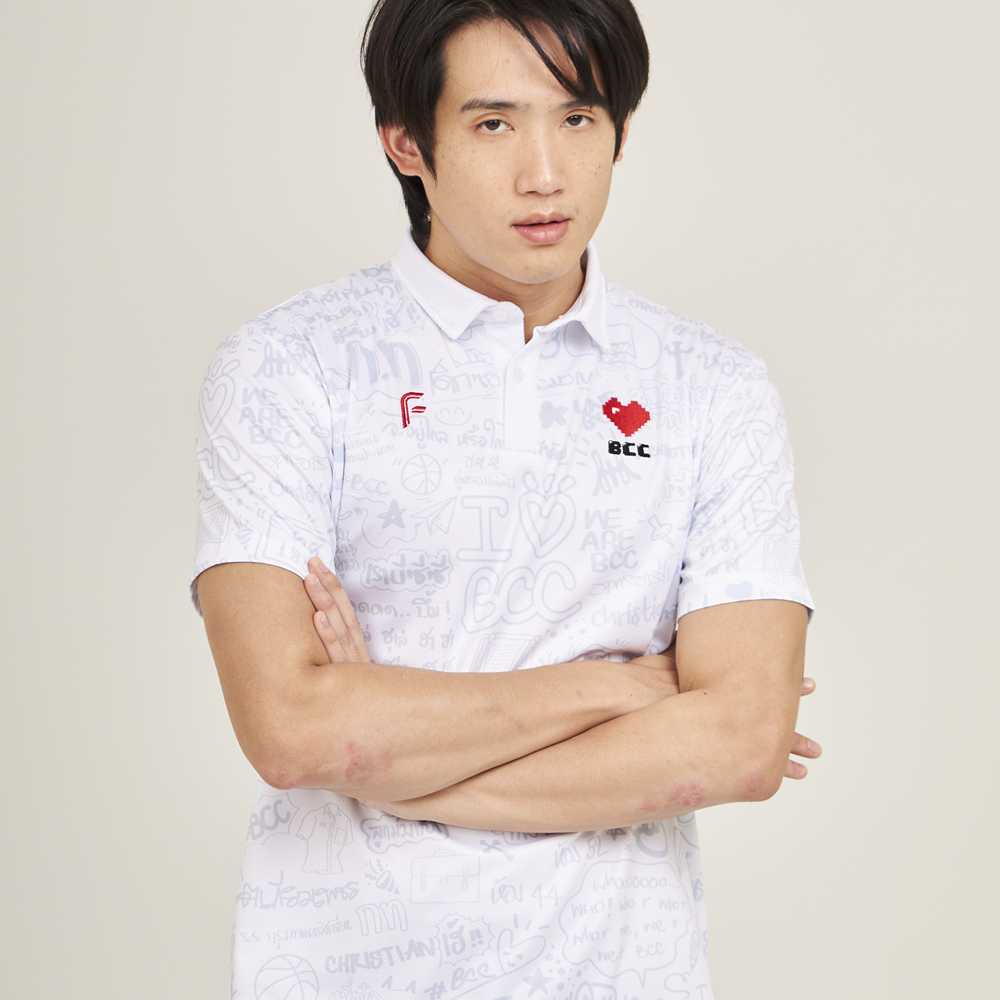 เสื้อโปโล สีขาว BCC